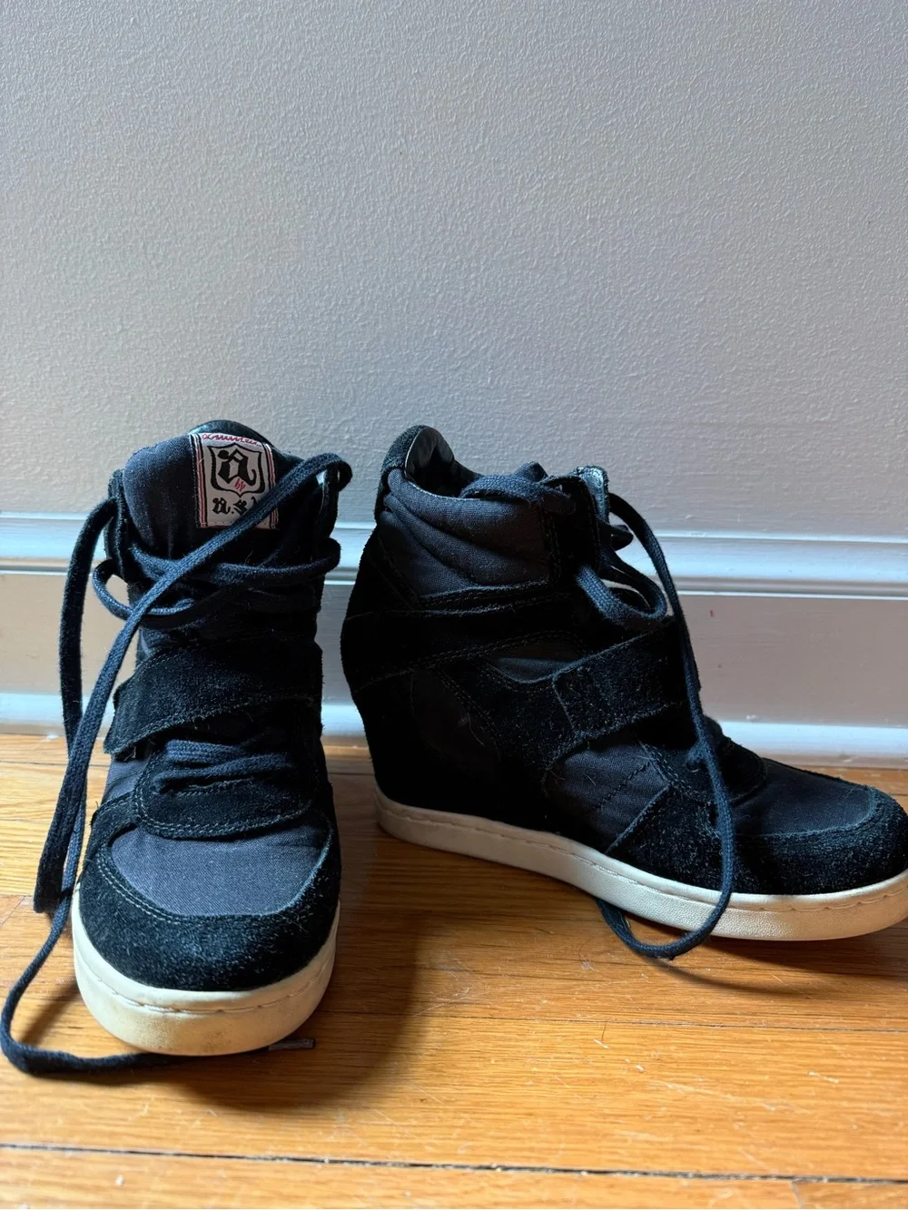 Kids Black High-Top Sneakers with Strap